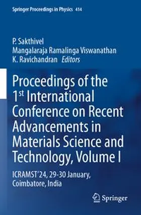 Proceedings of the 1st International Conference on Recent Advancements in Materials Science and Technology, Volume I