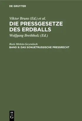 Das sowjetrussische Preßrecht