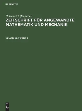 Zeitschrift für Angewandte Mathematik und Mechanik. Volume 66, Number 8