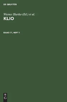 Klio. Band 71, Heft 1