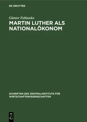 Martin Luther als Nationalökonom