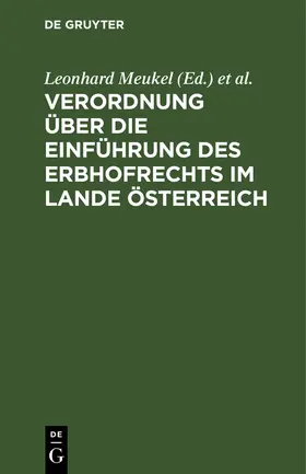 Verordnung über die Einführung des Erbhofrechts im Lande Österreich