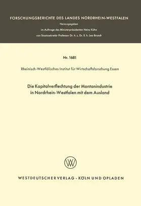 Die Kapitalverflechtung der Montanindustrie in Nordrhein-Westfalen mit dem Ausland