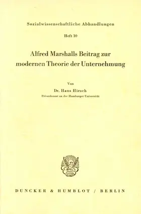 Alfred Marshalls Beitrag zur modernen Theorie der Unternehmung.