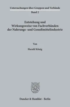 Entstehung und Wirkungsweise von Fachverbänden der Nahrungs- und Genußmittelindustrie.