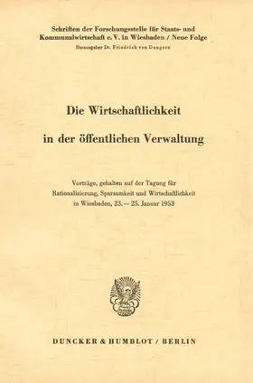 Die Wirtschaftlichkeit in der öffentlichen Verwaltung.