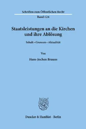 Staatsleistungen an die Kirchen und ihre Ablösung.