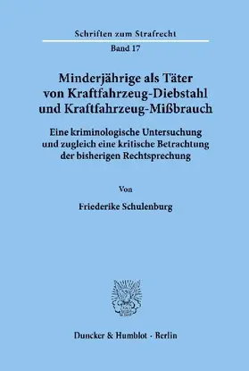 Minderjährige als Täter von Kraftfahrzeug-Diebstahl und Kraftfahrzeug-Mißbrauch.