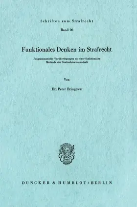 Funktionales Denken im Strafrecht.