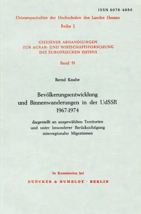Bevölkerungsentwicklung und Binnenwanderungen in der UdSSR 1967 - 1974,