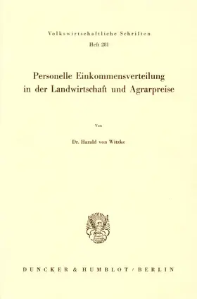 Personelle Einkommensverteilung in der Landwirtschaft und Agrarpreise.
