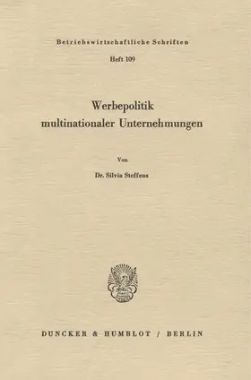 Werbepolitik multinationaler Unternehmungen.