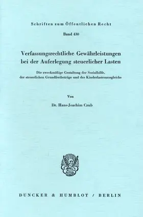 Verfassungsrechtliche Gewährleistungen bei der Auferlegung steuerlicher Lasten.