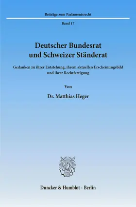 Deutscher Bundesrat und Schweizer Ständerat