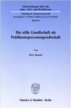 Die stille Gesellschaft als Publikumspersonengesellschaft.