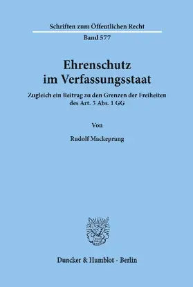 Ehrenschutz im Verfassungsstaat.
