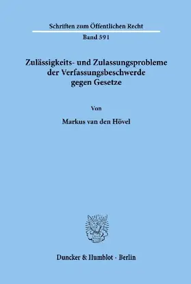 Zulässigkeits- und Zulassungsprobleme der Verfassungsbeschwerde gegen Gesetze.