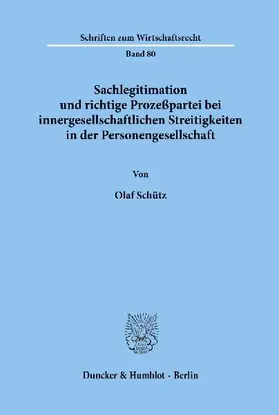 Sachlegitimation und richtige Prozeßpartei bei innergesellschaftlichen Streitigkeiten in der Personengesellschaft.