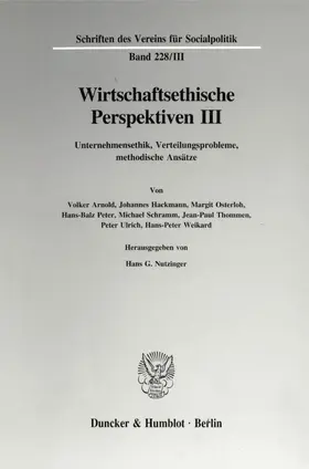 Wirtschaftsethische Perspektiven III