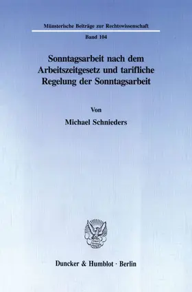 Sonntagsarbeit nach dem Arbeitszeitgesetz und tarifliche Regelung der Sonntagsarbeit.