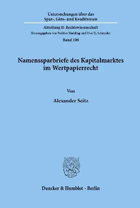 Namenssparbriefe des Kapitalmarktes im Wertpapierrecht.