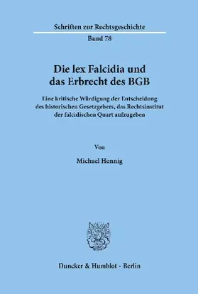 Die lex Falcidia und das Erbrecht des BGB.