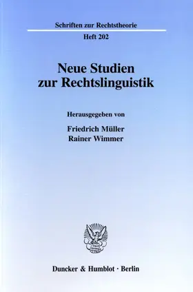 Neue Studien zur Rechtslinguistik.