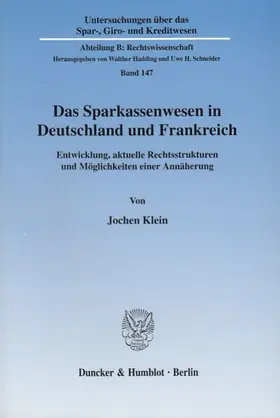 Das Sparkassenwesen in Deutschland und Frankreich.
