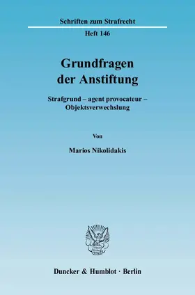Grundfragen der Anstiftung