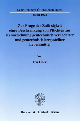 Zur Frage der Zulässigkeit einer Beschränkung von Pflichten zur Kennzeichnung gentechnisch veränderter und gentechnisch hergestellter Lebensmittel.