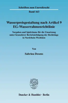 Wasserpreisgestaltung nach Artikel 9 EG-Wasserrahmenrichtlinie.