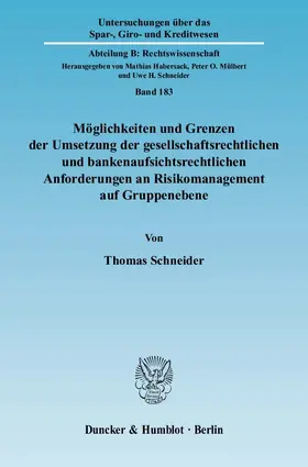 Möglichkeiten und Grenzen der Umsetzung der gesellschaftsrechtlichen und bankenaufsichtsrechtlichen Anforderungen an Risikomanagement auf Gruppenebene