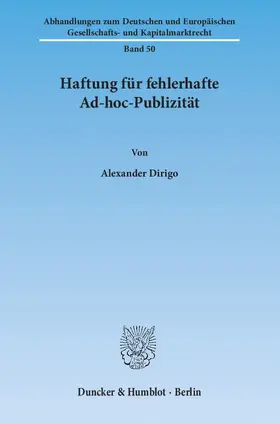 Haftung für fehlerhafte Ad-hoc-Publizität