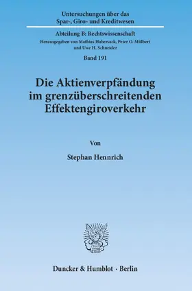 Die Aktienverpfändung im grenzüberschreitenden Effektengiroverkehr