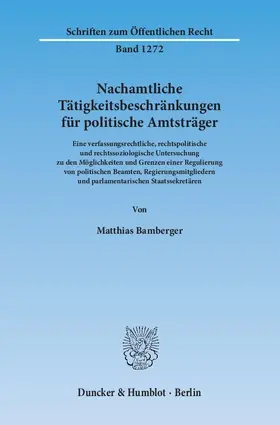 Nachamtliche Tätigkeitsbeschränkungen für politische Amtsträger