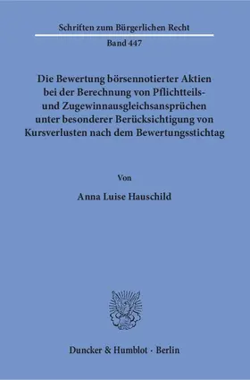Die Bewertung börsennotierter Aktien bei der Berechnung von Pflichtteils- und Zugewinnausgleichsansprüchen unter besonderer Berücksichtigung von Kursverlusten nach dem Bewertungsstichtag.