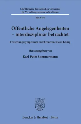 Öffentliche Angelegenheiten – interdisziplinär betrachtet