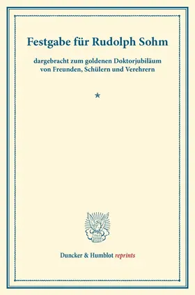 Festgabe für Rudolph Sohm