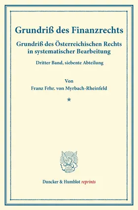 Grundriß des Finanzrechts.