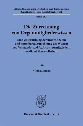 Die Zurechnung von Organmitgliederwissen