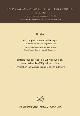 Untersuchungen über die Abweichung der elektrischen Leitfähigkeit von dem Ohmschen Gesetz an verschiedenen Gläsern