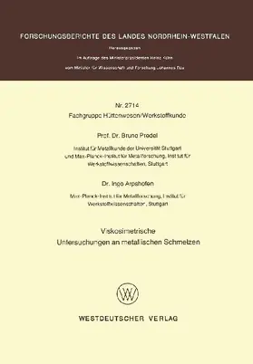 Viskosimetrische Untersuchungen an metallischen Schmelzen