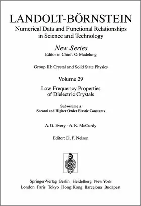 Second and Higher Order Elastic Constants/ Elastische Konstanten zweiter und höherer Ordnung