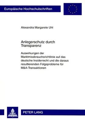 Anlegerschutz durch Transparenz