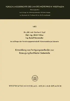 Entwicklung von Fertigungsmethoden zur Erzeugung hochfester Sinterteile
