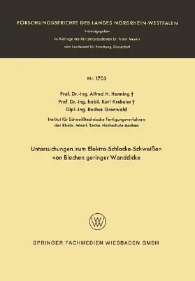 Untersuchungen zum Elektro-Schlacke-Schweißen von Blechen geringer Wanddicke