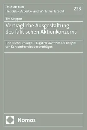 Vertragliche Ausgestaltung des faktischen Aktienkonzerns