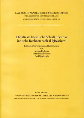 Die älteste lateinische Schrift über das indische Rechnen nach al-Hwarizmi