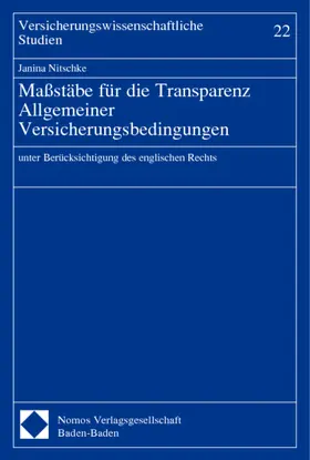 Maßstäbe für die Transparenz Allgemeiner Versicherungsbedingungen