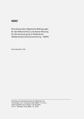 NDAV Gas - Niederdruckanschlussverordnung